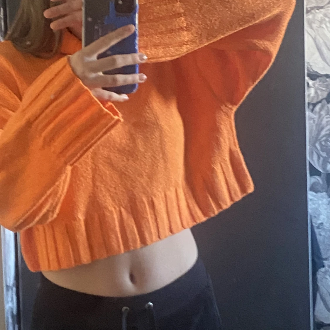 Stickad croppad tröja - 90