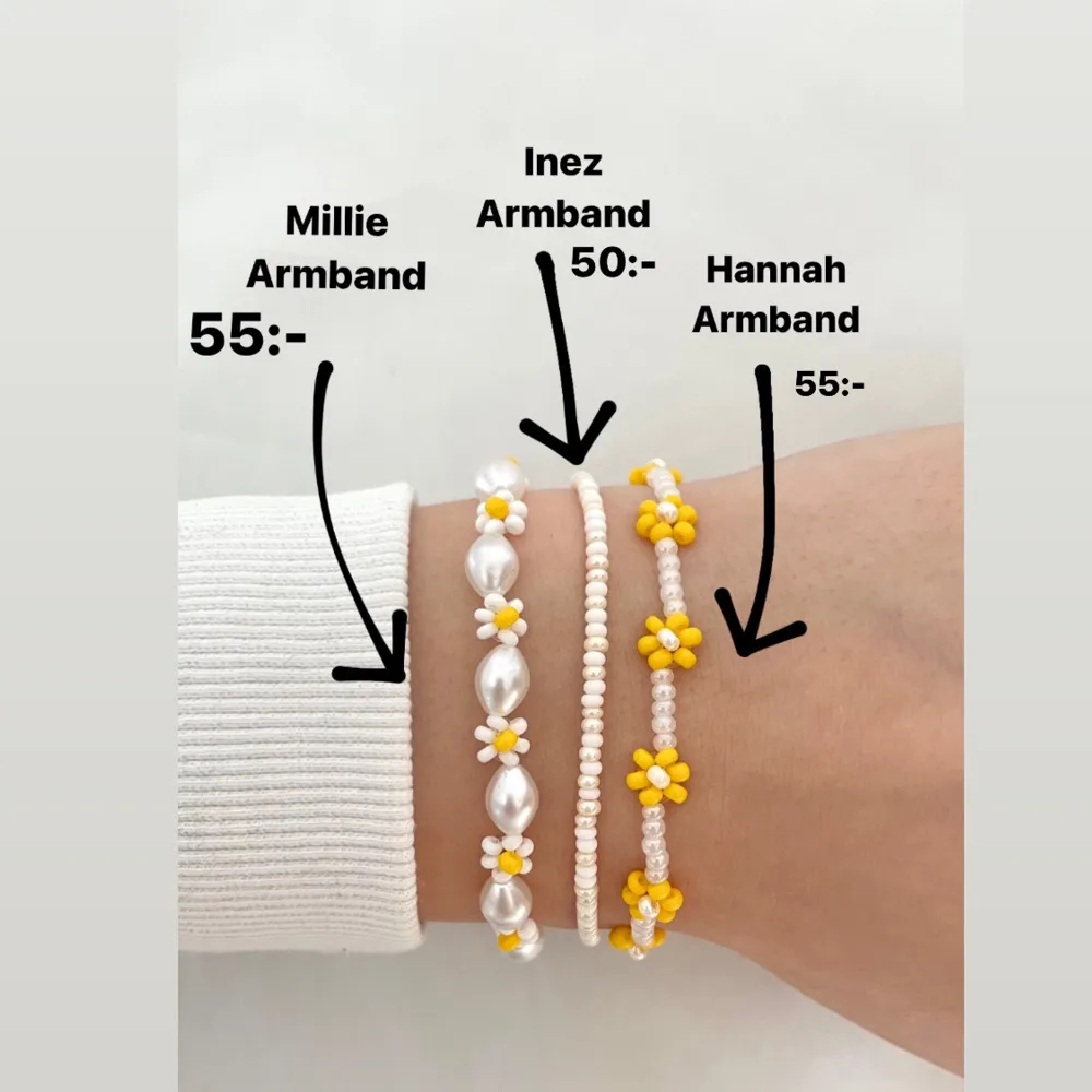 Handgjorda pärlarmband, swipa för att se priser samt namn. Armbanden är justerbara mha kedja och karbinhake🫶🏻💕 Beställ via Instagram: hn.smycken 💐. Accessoarer.