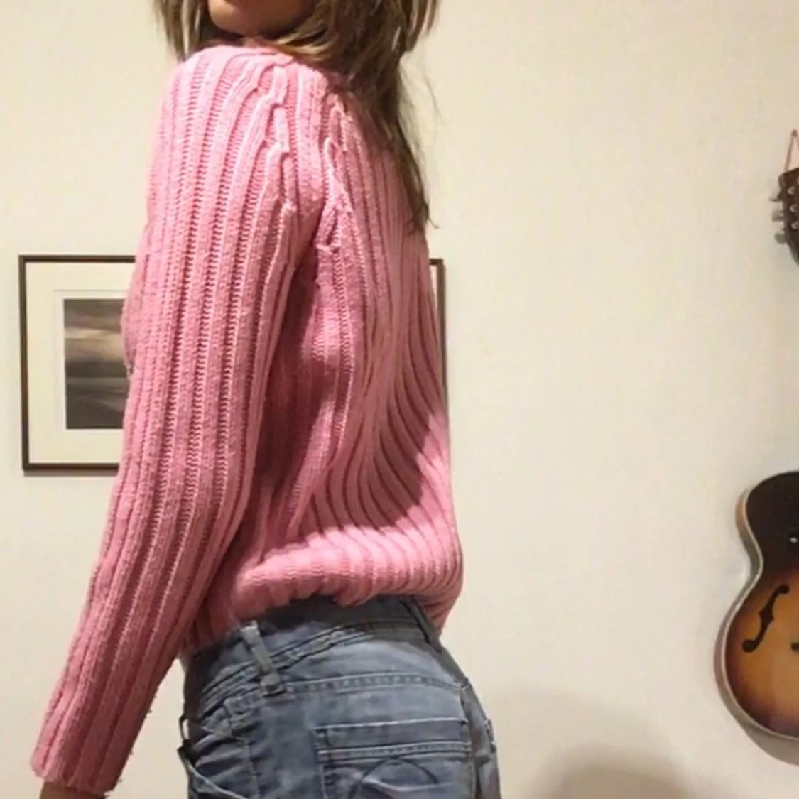 Rosa stickad tröja  - 91