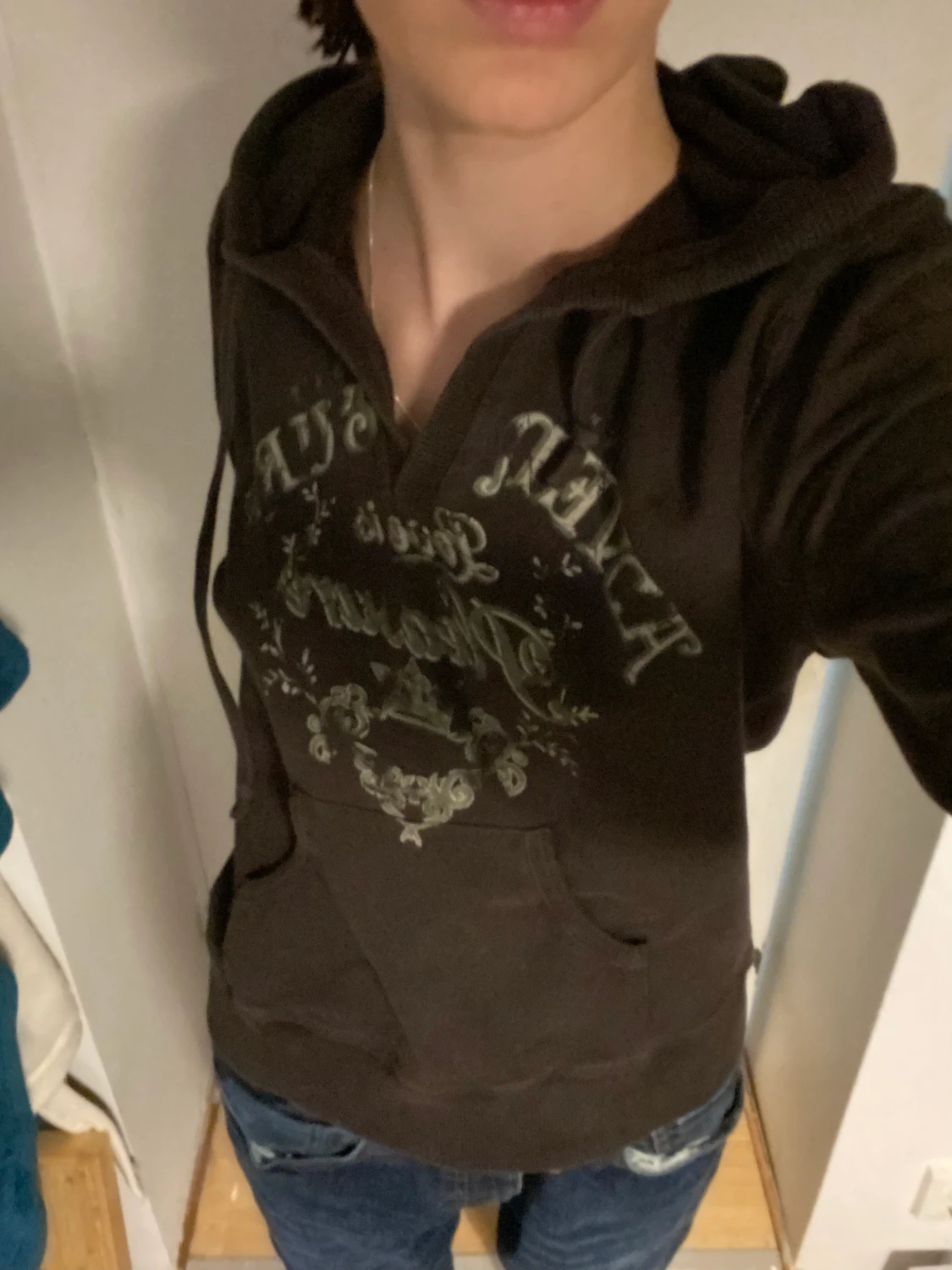 Brun hoodie med tryck - 91