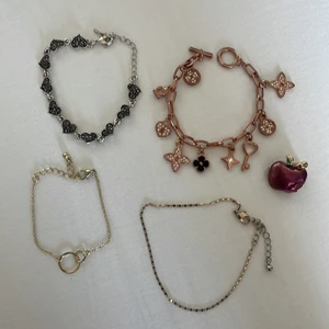 Smycken  - 3 armband, 1 fotlänk och en brosch/pin. 30kr st eller alla för 100! Inköpta på olika marknader utomlands