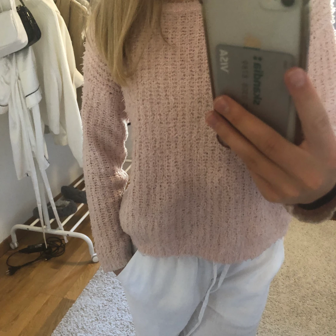 Rosa stickad tröja - 91