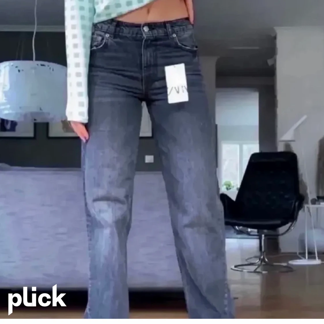 Mid waist grå zara jeans 34 - 90