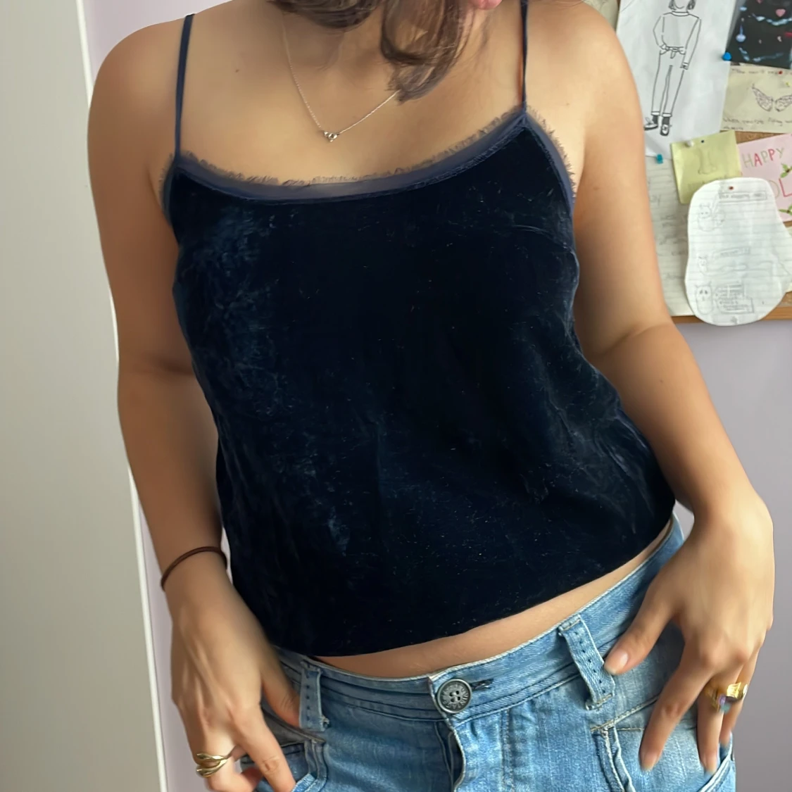 Dark blue velvet top