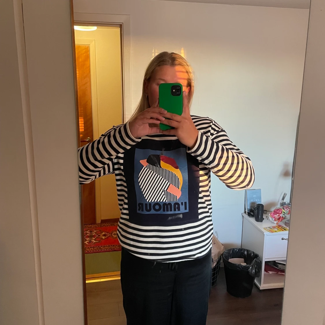 Randig tröja med tryck - 90