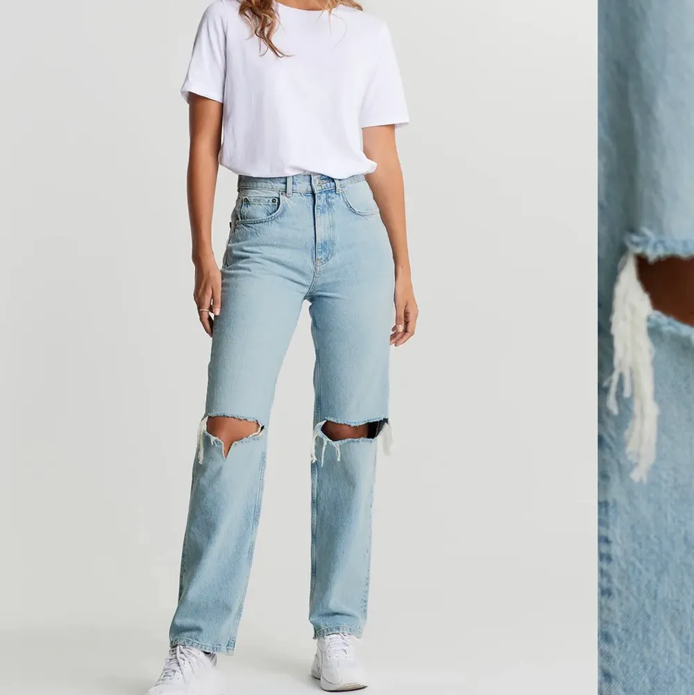 Jeans från Gina, deras 90s high waist jeans! Storlek 38, i fin blå färg. Köparen står för frakt💘. Jeans & Byxor.