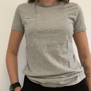 T-shirt - Grå t-shirt med fågel på. 