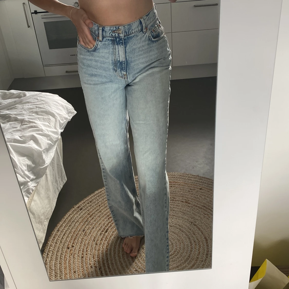 Långa ljus sommar jeans <33