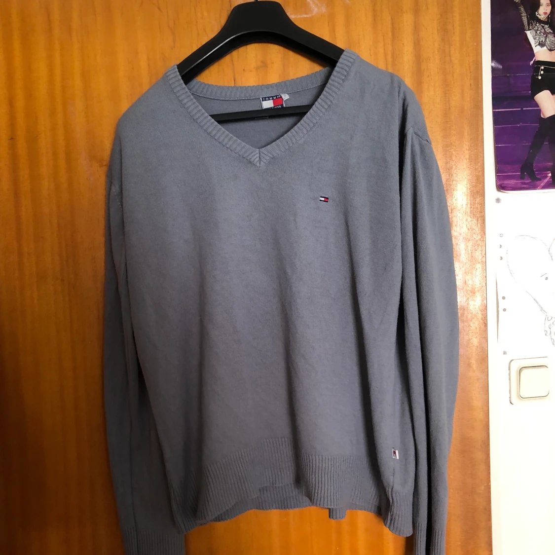 Blå långärmad tjocktröjan