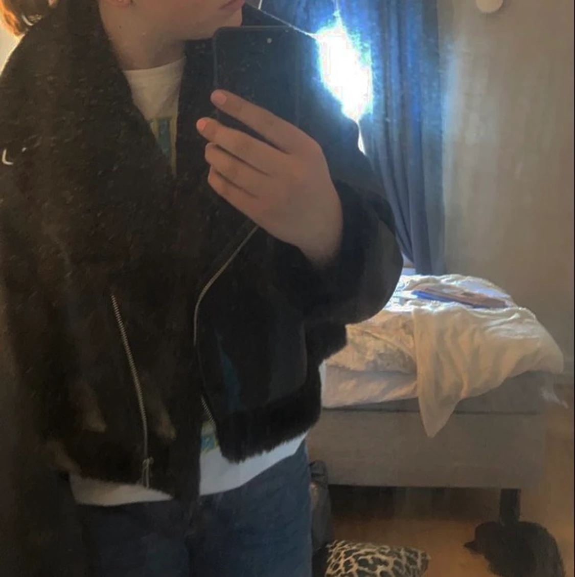 En super fin skinn jacka med päls - 90