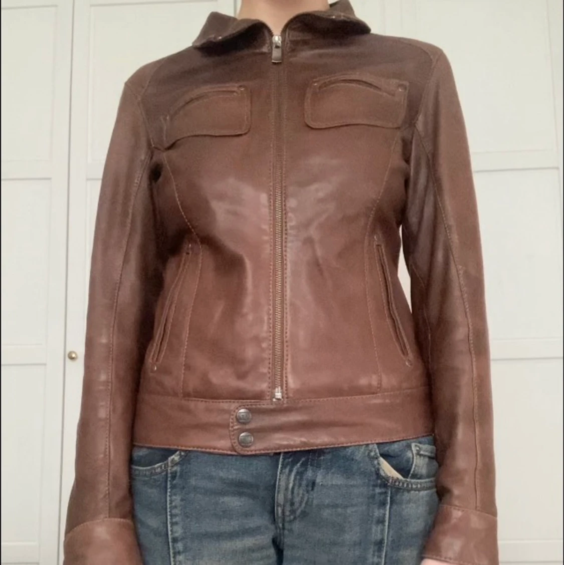 Brun läderjacka 