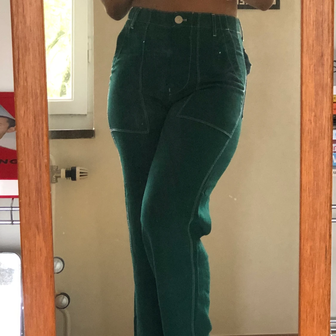 Grön byxa med contrast stitching - 90