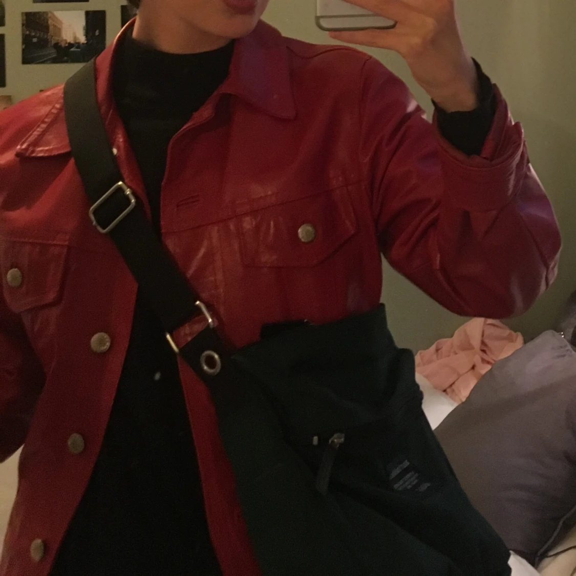 Röd skinnjacka  - 90