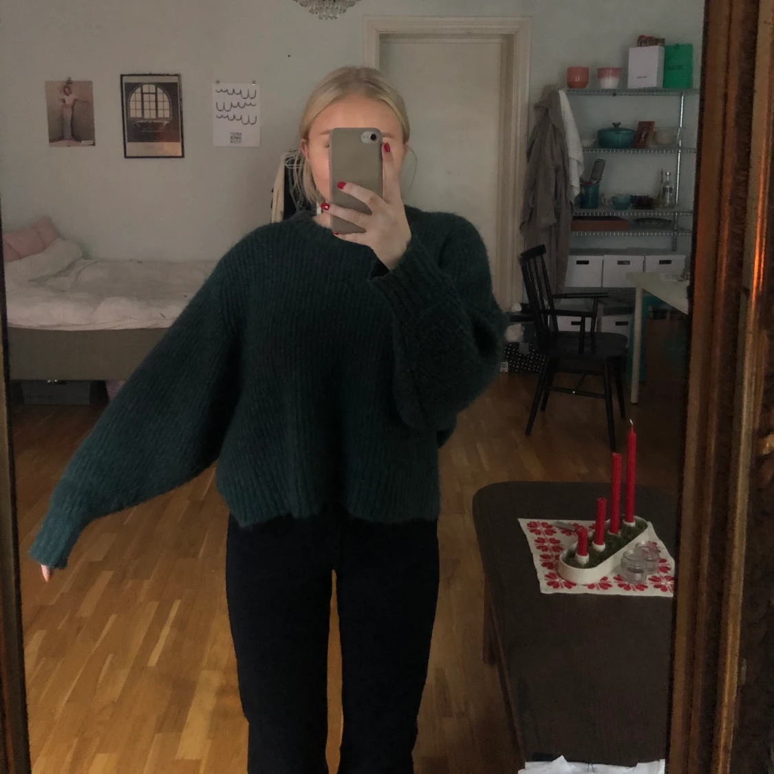 Grön stickad tröja  - 91