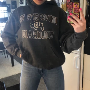 Hoodie - Hoddie med tryck från Champion. OBS! Det finns 2 små hål i tröjan. Ett precis vid fickan på magen och ett på ena ärmen. Om du är intresserad så kan jag skicka bild på hålen! 