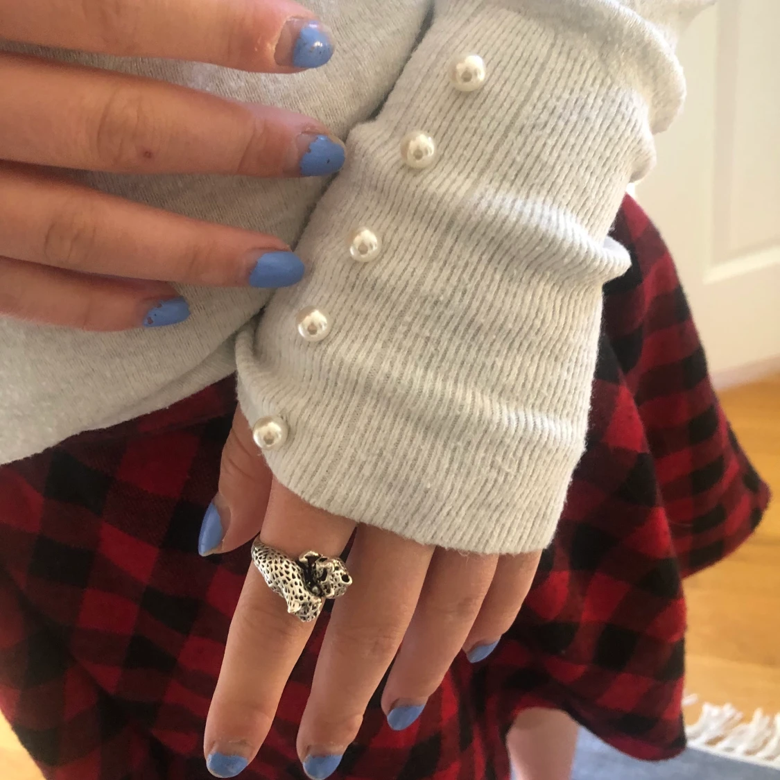 Vit stickad tröja - 90