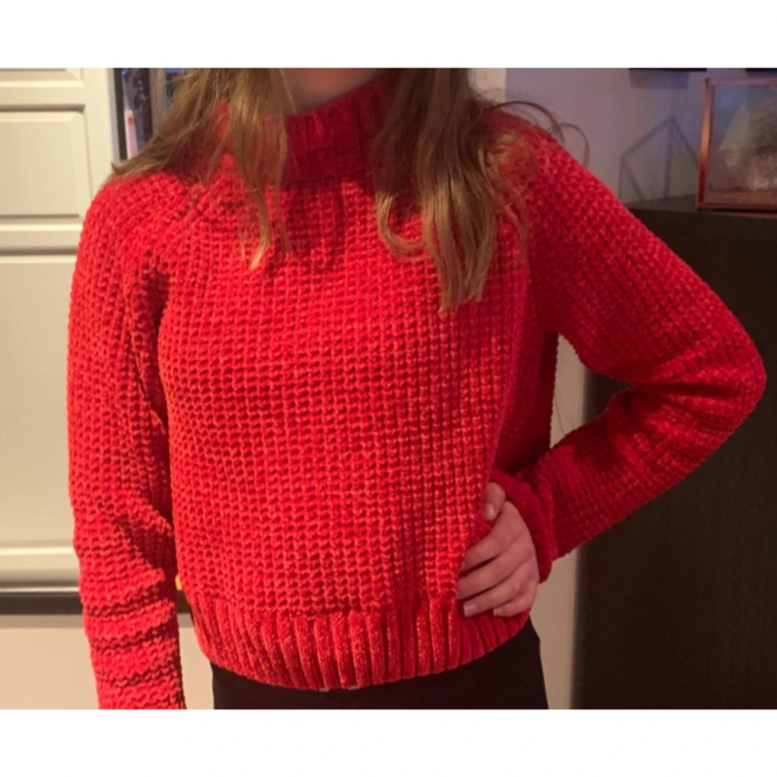 Röd stickad tröja från Hm strl M