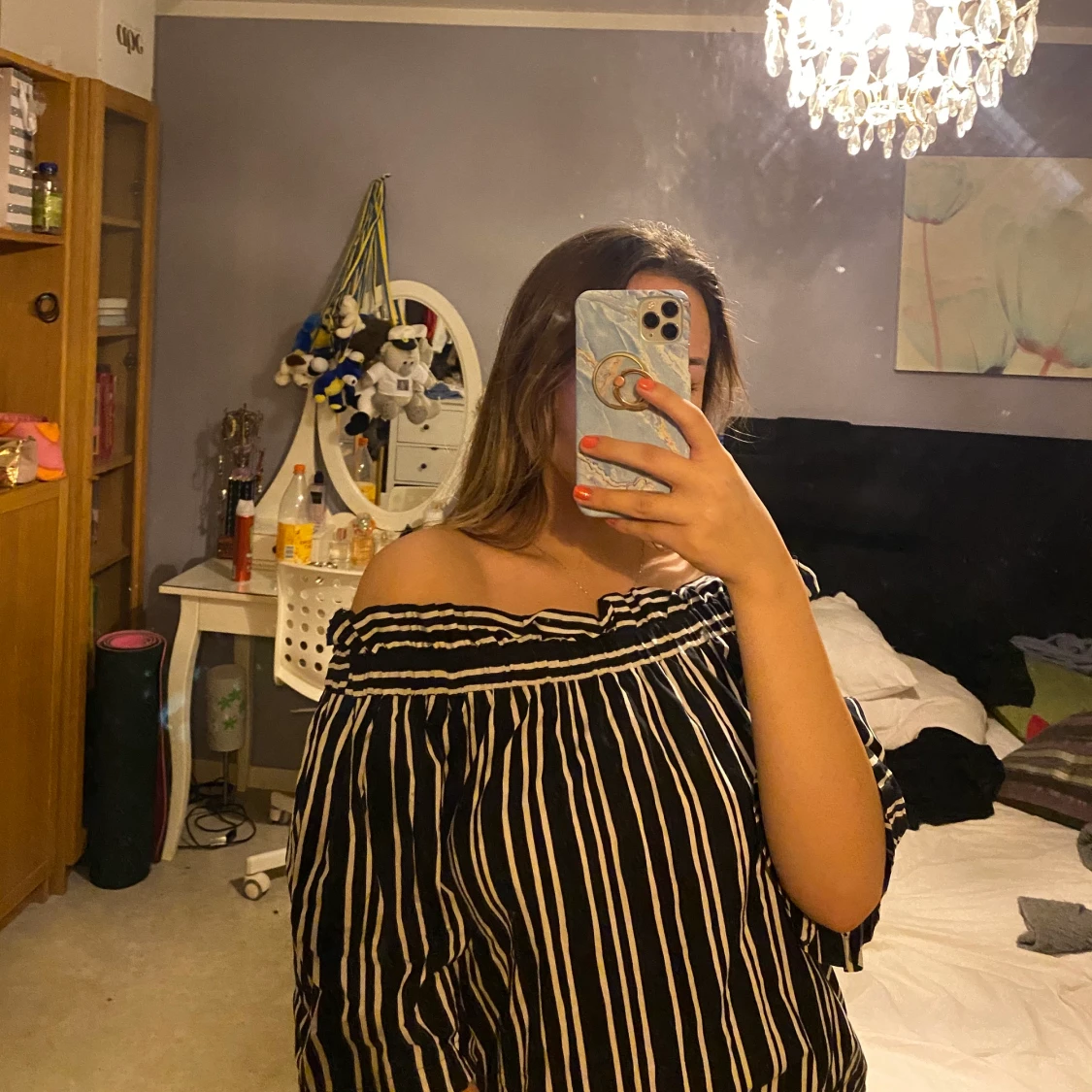 Randig blus -offshoulder 