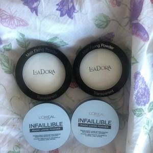 oanvända transparenta puder - 2 matte fixing powder från Isadora och 2 infaillable magic loose powder från L’oreal Paris. Alla säljes för 50 kr styck + 22 kr frakt.