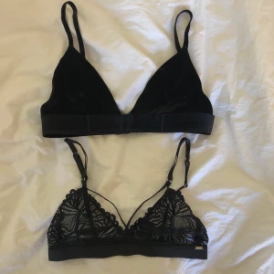 Bralettes - Översta från bikbok i svart velour och understa i svart spets från Lindex. Båda är endast använda ett par gånger. 50kr/styck