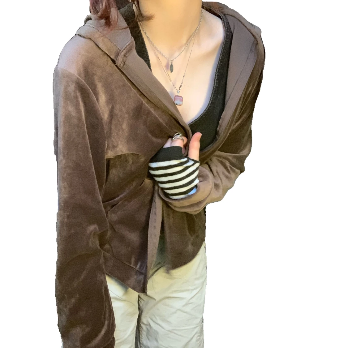 brun velourtröja - 90