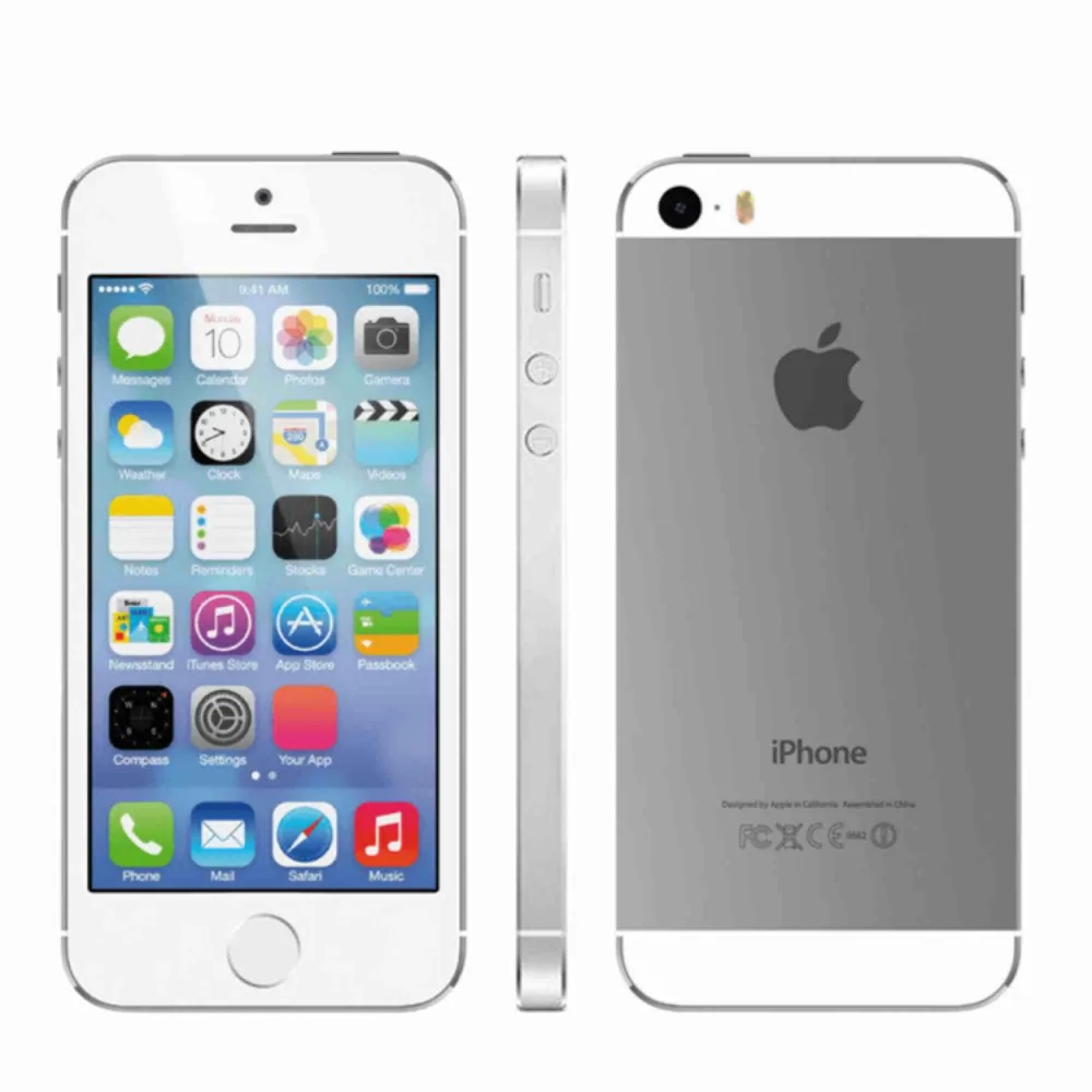 iPhone 5S Färg: Silver. Använd 1 år, fick ny mobil. Den är fin och inga sprickor eller repor. Någon kantstötning. Fungerar bra!. Övrigt.