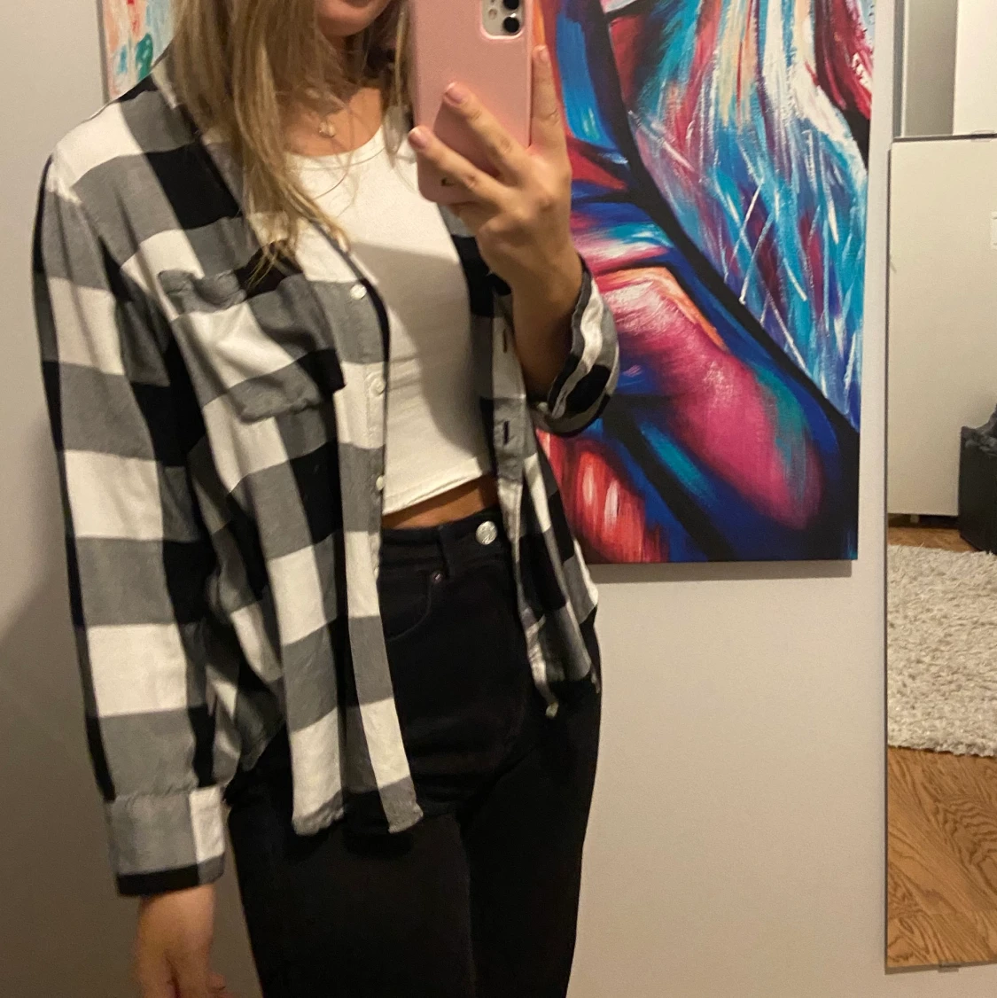 Rutig flanellskjorta  - 90