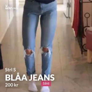 Blåa jeans  - Säljer ett par blåa jeans i samma modell som på bilden(lånad bild) skriv för egna bilder 