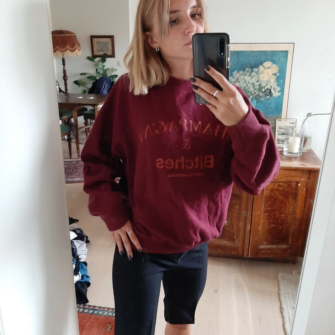 Oversize collegetröja,champagne&bitches!