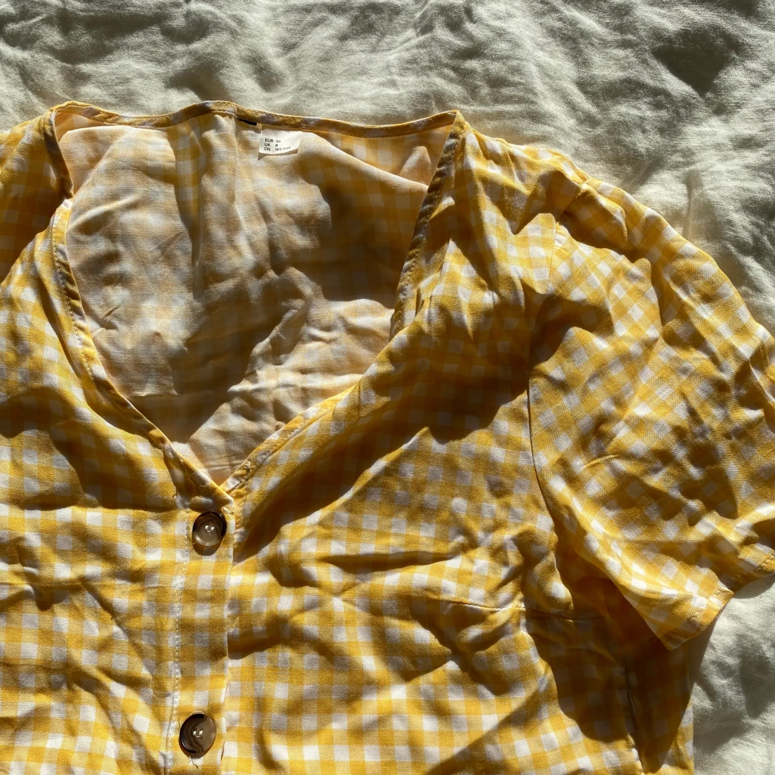 Gul rutig blus  - 91