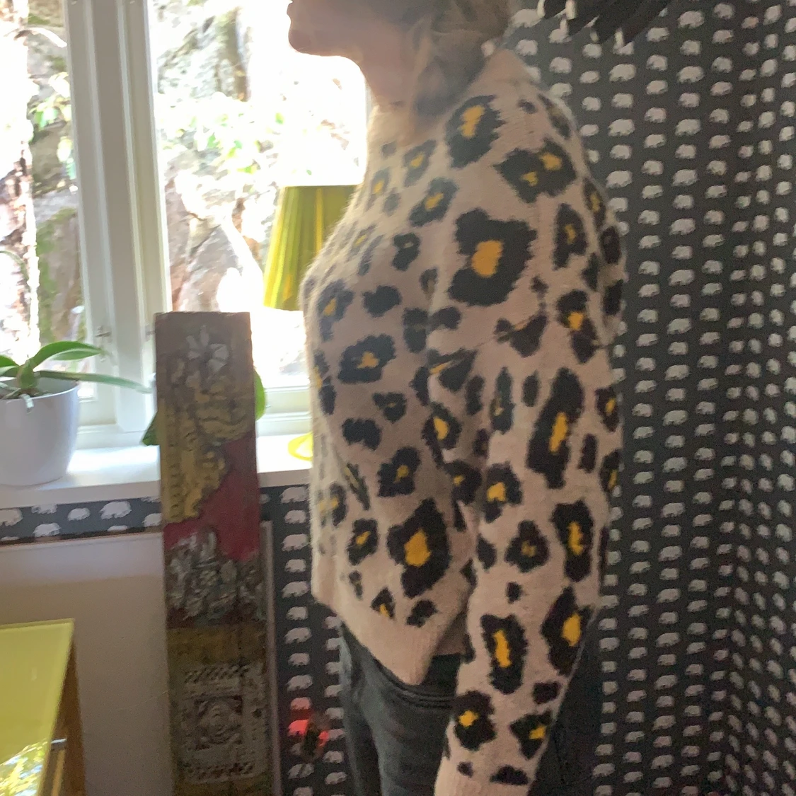 Beige leopard tröja  - 90