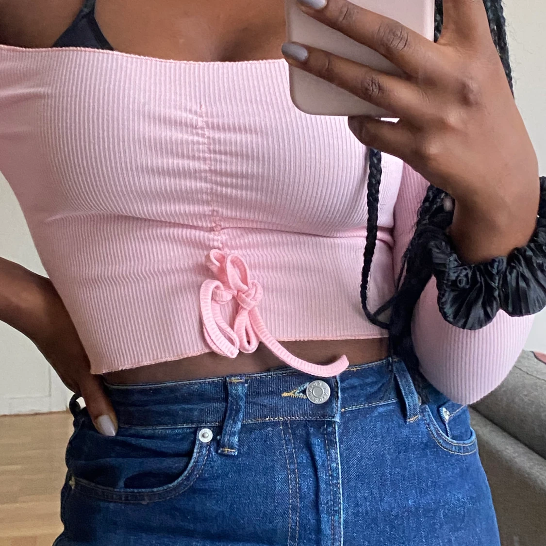 Rosa ”off the shoulder” tröja från ZAFUL - 91