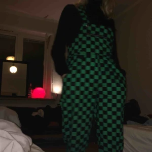  - coola rutiga hängselbrallor i grönt & svart! står 34 i storlek men passar mig som brukar ha 36/38