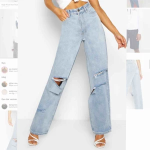  - Ett par SKITSNYGGA helt nya , endast testade, jeans från boohoo!! Jag är själv 1.62 och tyckte att de var aningen för långa , tror de skulle funka bättre på någon som är 165-170 cm lång💕Nypris:450 kr