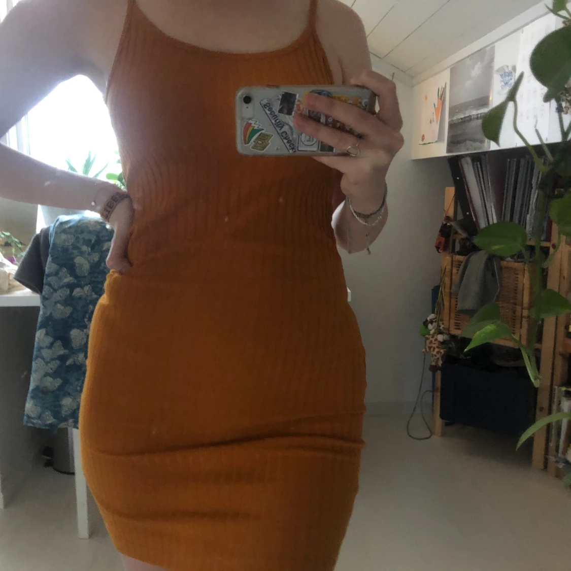 Orange ribbed klänning - 91