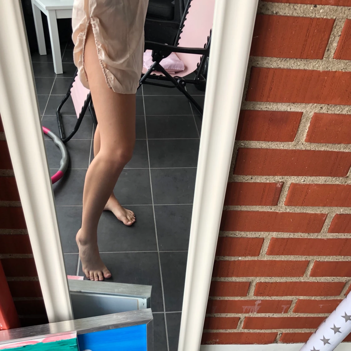 Champagne färgad/ljusrosa klänning - 90