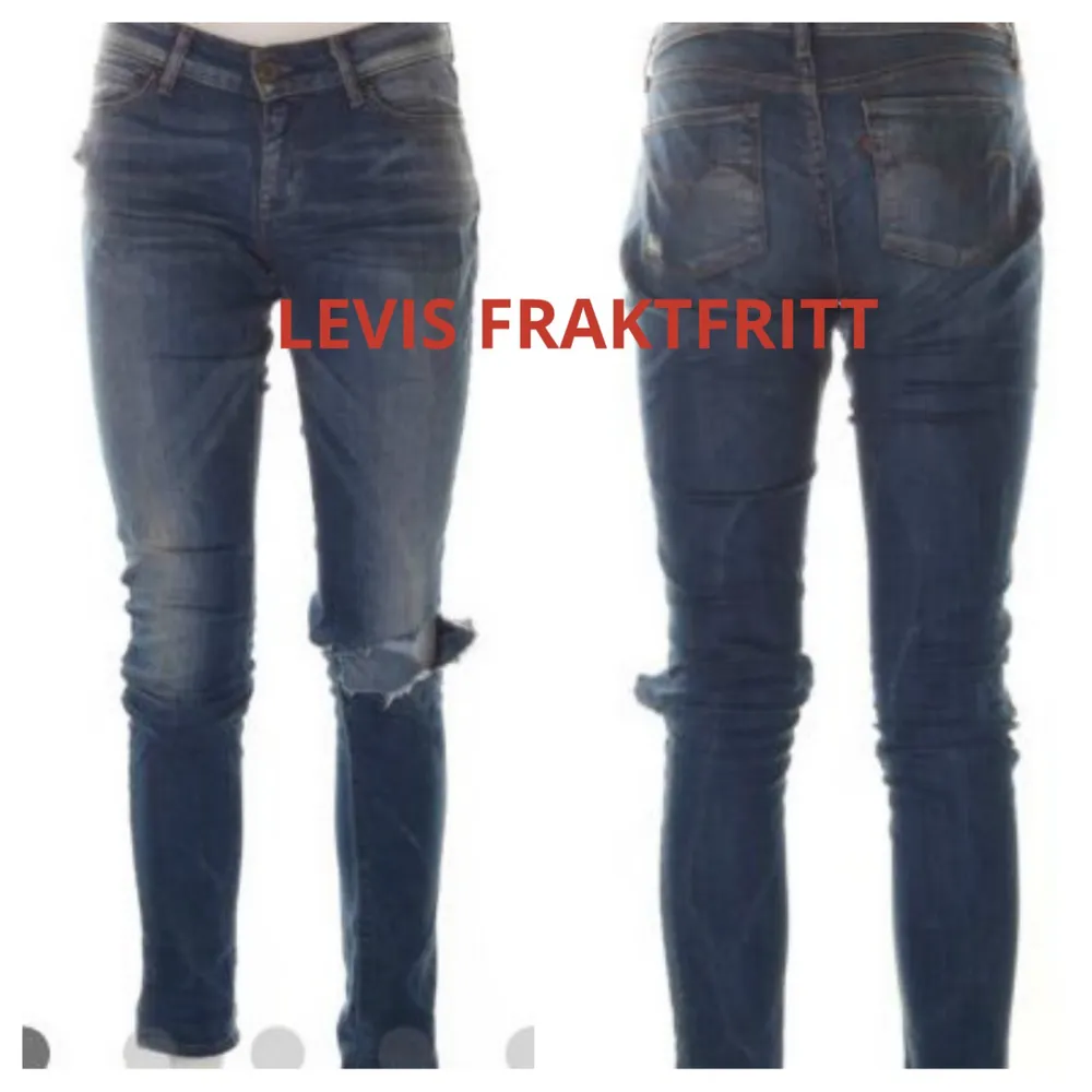 Snygga Levis Jeans Demi Curve Modern Rise Skinny i smal passform med smala lår, smala benslut och normalhög midja. Klassisk jeansmodell med tre fickor fram och två bakfickor. Gylfen stängs med hjälp av blixlås och knapp. Har hål på knät och vid fram och bakfickan som ger en sliten look. 86% bomull,12 %polyester 2% elestan. Använda och har många år kvar. Nypris 1095kr Säljs 220 kr Inkl frakt. Avhämtning Södertälje centrum /Skickar fraktfritt. 10 %av det jag säljer ger jag till välgörenhet genom targetaid.com skickar screenshot med donationen. Swish. Se gärna mina andra annonser.   . Jeans & Byxor.