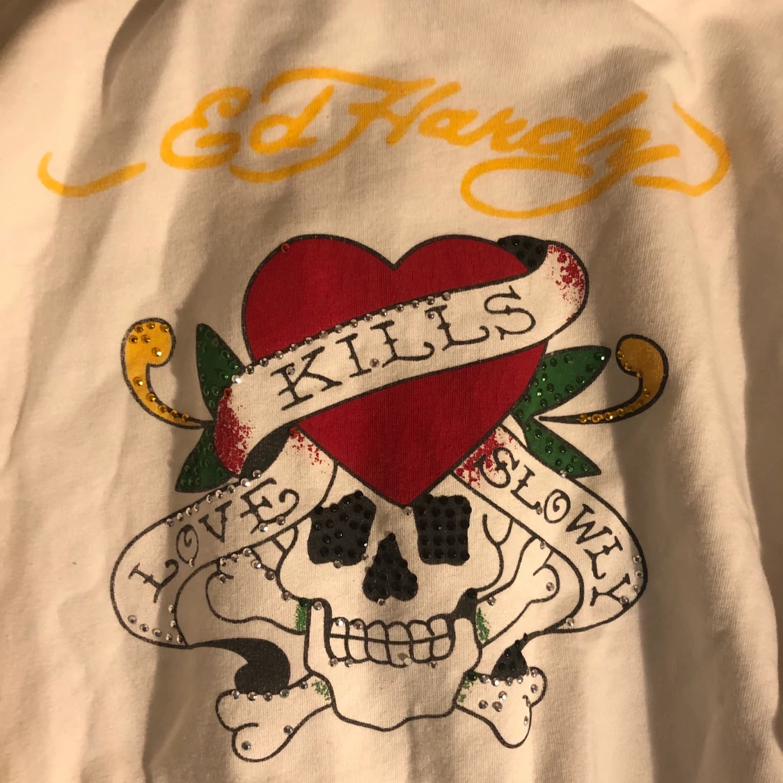 skitsnygg vit ed hardy hoodie - 90