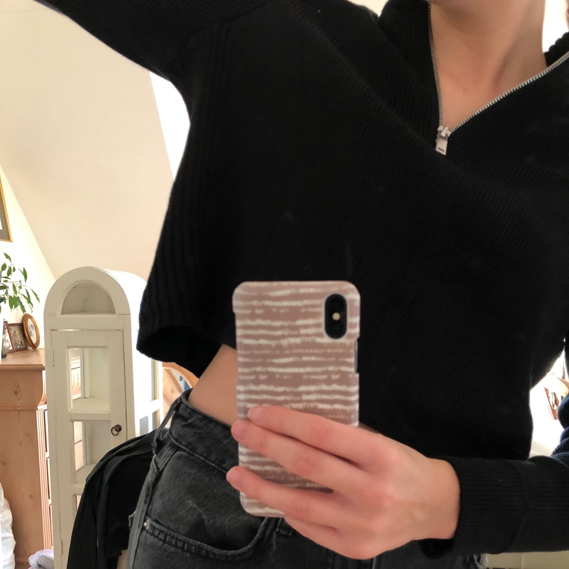 Zip-up tröja svart - 90