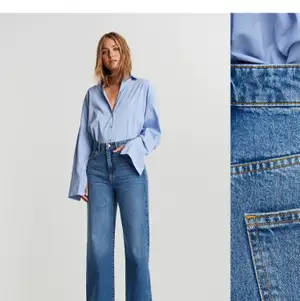 Säljer dessa jeans i modellen Idun från ginatricot, det är egen gjorda hål i knäna. Dom är i storlek 36 och sitter jätte bra i längden på mig som är 174. Kan mötas upp i Stockholms området eller skickas. Skriv jätte gärna för egna bilder😊