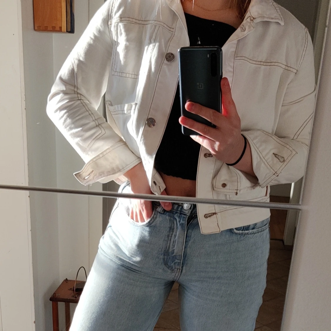 Vit jeansjacka   - 90