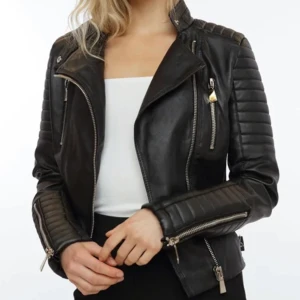 Moto Jacket - Svart läderimitation jacka från Chiquelle i storlek S.