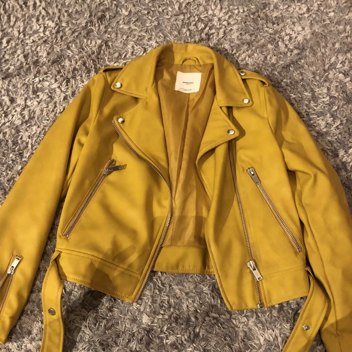 Skinnjacka gul storlek S