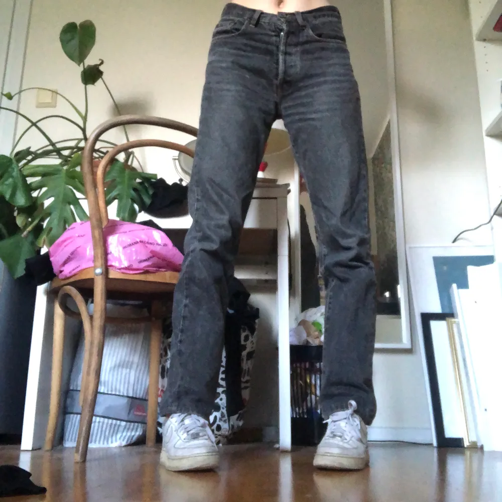 skit snygga jeans från Schott, köpta på humana. Jag är 169cm och har ofta 25/26 i weekday jeans och de sitter jättebra på mig!. Jeans & Byxor.