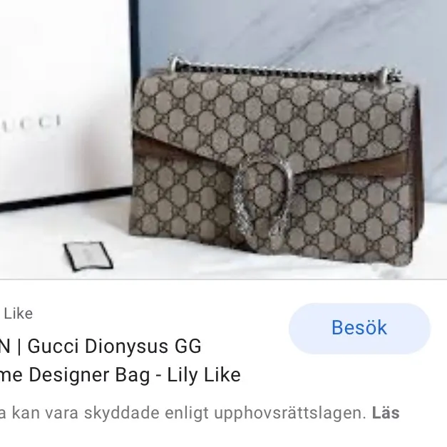 Säljer denna AAA kopia väska från Gucci köpt för 1500 på en Instagram sida❤️säljer för 500 för ja inte har någon andväning av den ❤️bra kvalitet . Väskor.