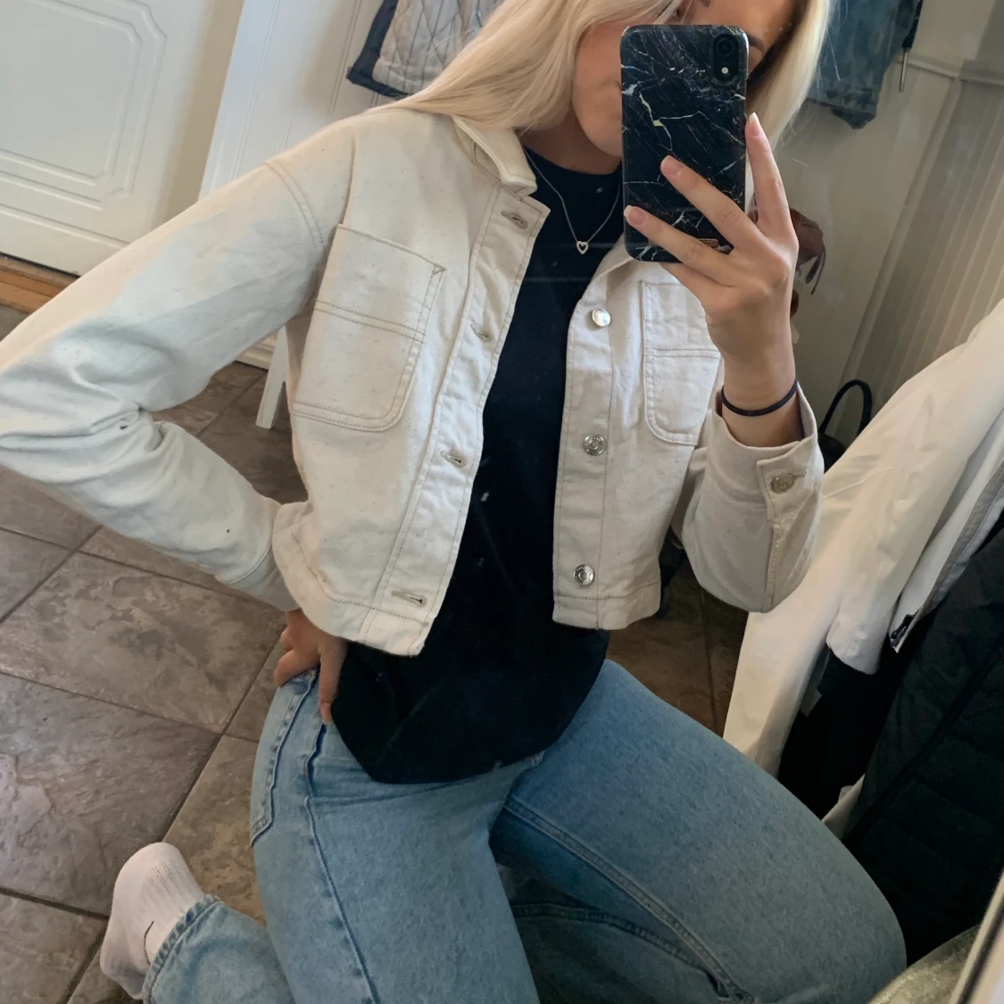 Croppad jeansjacka från Weekday