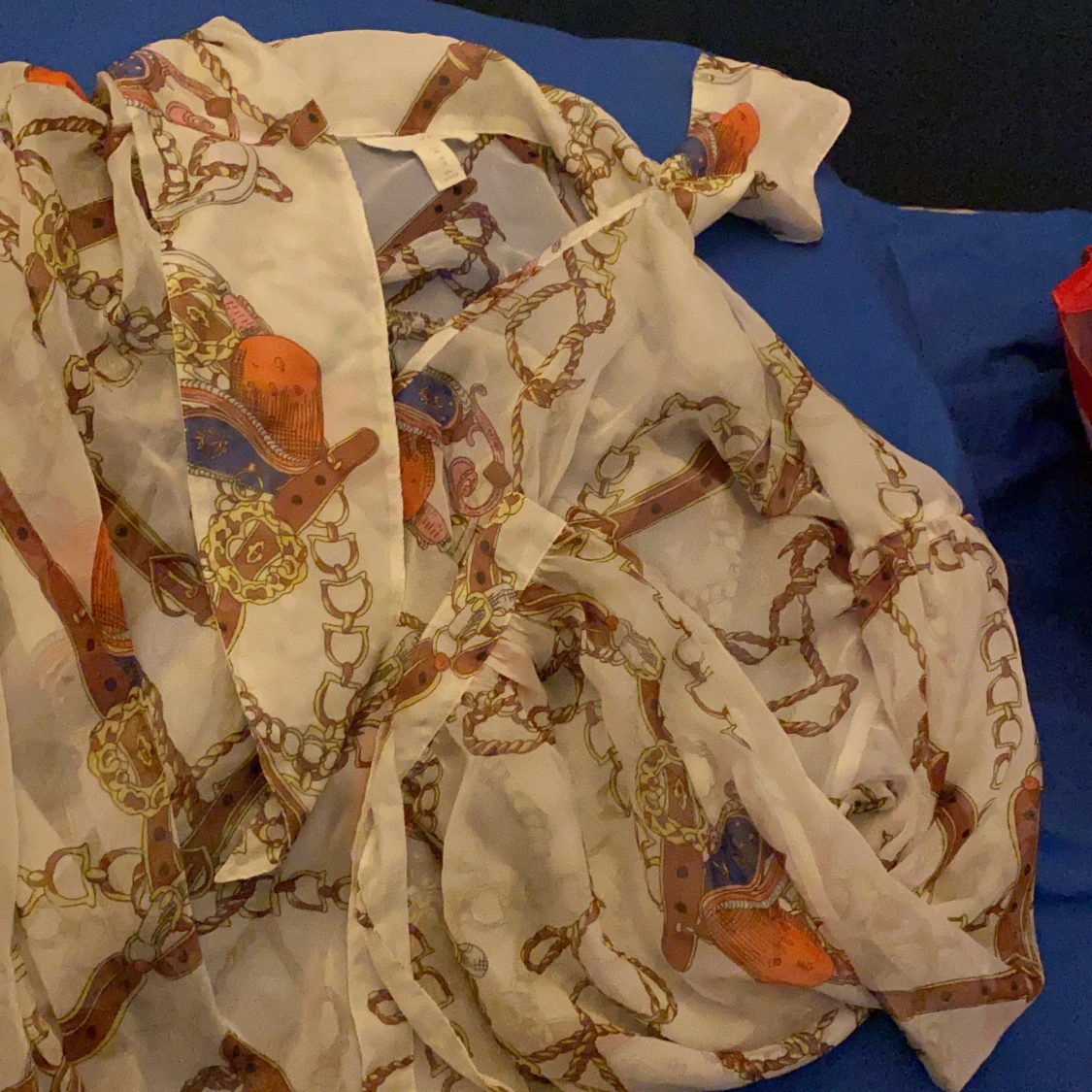 Skir blus med trendigt hästtrens spännen rep sadlar stigbyglar - 90