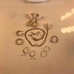  - 5 st par örhängen, 2 ringar och ett halsband som alla i guld med lite strandvibe