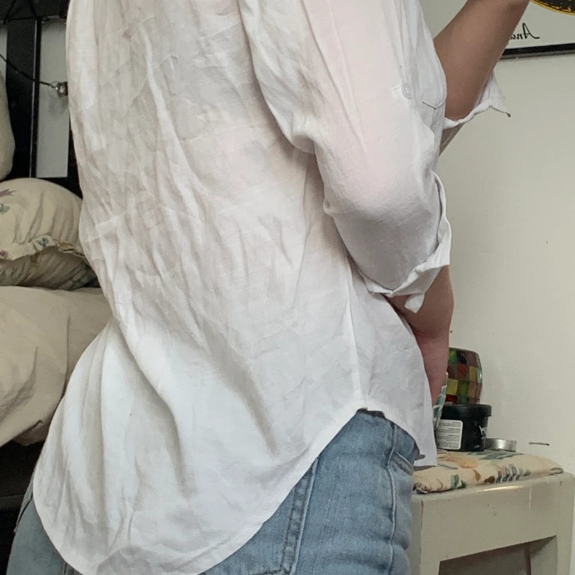 Vit skjorta i linne - 90