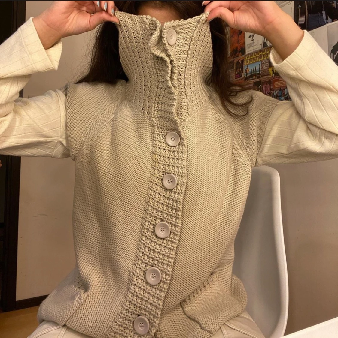 Stickad kortärmad kofta!🍃 - 90